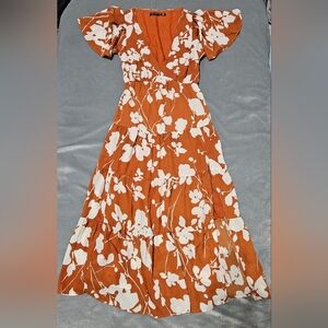 Abercrombie & Fitch rust floral midi dress Size XXSP